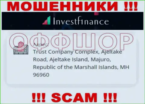 Не нужно работать, с такими мошенниками, как компания Invest F1nance, потому что скрываются они в оффшоре - Trust Company Complex, Ajeltake Road, Ajeltake Island, Majuro, Republic of the Marshall Islands, MH 96960