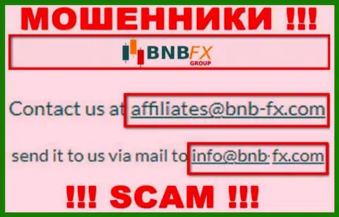 Адрес электронной почты мошенников БНБФИкс, информация с сайта