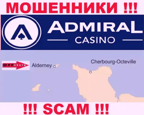 Т.к. AdmiralCasino находятся на территории Alderney, присвоенные денежные средства от них не забрать