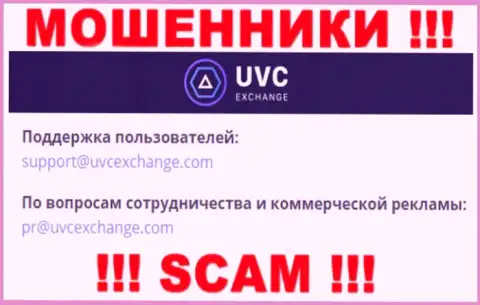 Установить контакт с мошенниками UVC Exchange можно по данному e-mail (информация взята с их сайта)
