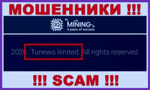 Мошенники АйКьюМайнинг пишут, что Tunewo Limited владеет их разводняком