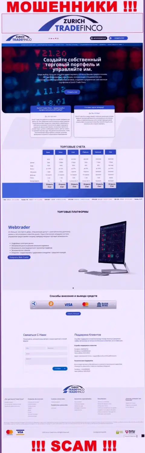 ZurichTradeFinco Com - это официальный веб-сервис мошенников Цюрих Трейд Финко