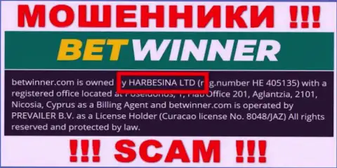 Жулики Бет Виннер утверждают, что HARBESINA LTD руководит их лохотронном