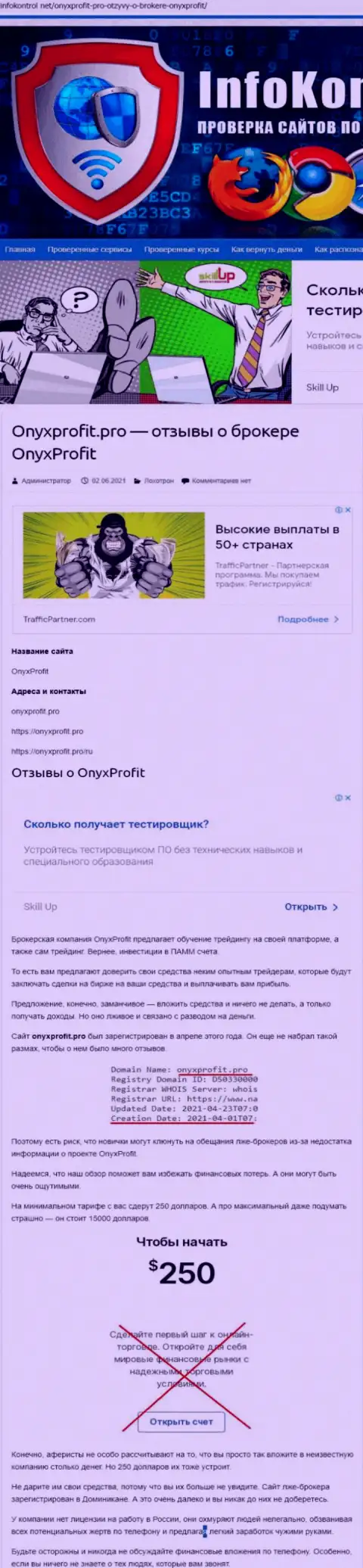 Onyx Profit - это очередной разводняк, вестись на который весьма опасно (обзор деяний организации)