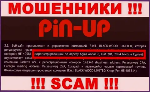 Из организации Pin-Up Casino вернуть обратно вложения не выйдет - указанные мошенники скрылись в офшорной зоне: Agias Annas 6, Flat 201, 2054, Nicosia Cyprus