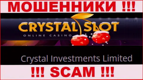 Компания, которая управляет мошенниками CrystalSlot - это Crystal Investments Limited