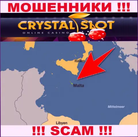 Мальта - вот здесь, в офшорной зоне, пустили корни разводилы Crystal Slot