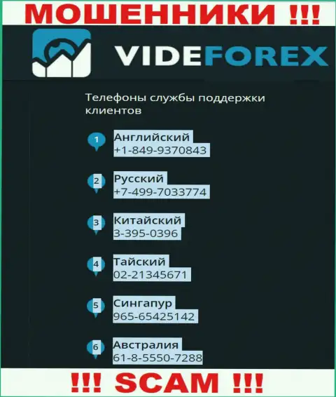 В запасе у аферистов из VideForex Com припасен не один номер телефона