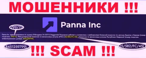 Мошенники PannaInc Com бессовестно сливают лохов, хотя и предоставляют свою лицензию на веб-портале