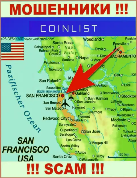 Официальное место регистрации CoinList на территории - Сан-Франциско, США