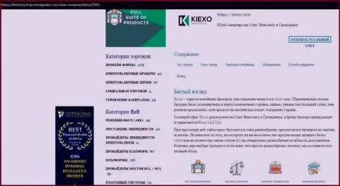 Обзор о условиях совершения сделок FOREX брокера Киексо Ком, расположенный на онлайн-сервисе Директори ФинансМагнатес Ком