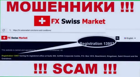 Как представлено на официальном информационном сервисе мошенников FX Swiss Market: 13957 - это их рег. номер