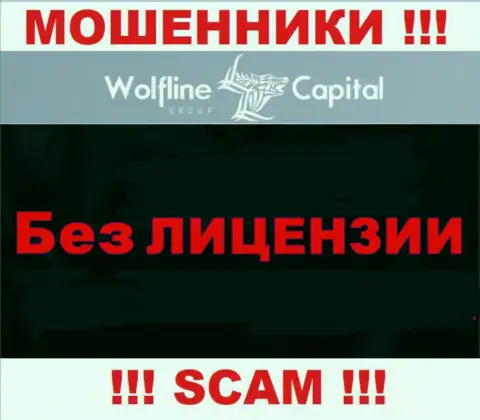 Невозможно нарыть сведения об номере лицензии интернет аферистов Wolfline Capital - ее просто-напросто нет !