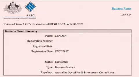 Регистрация дилингового центра Зиннейра австралийским регулятором